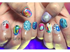 summer blue nail art.