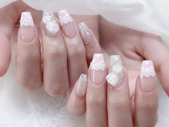 スペラ 大宮店(Spera)/レース付きハートフレンチネイル