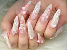 ネイルサロン ジョアアンジェ 天王寺店(joie ange)/クロム/ピンク/ハート/長さだし