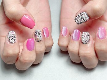 定額アートBarbieツイードネイル