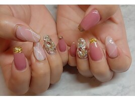 ピンク大理石ネイル