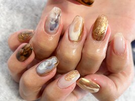 秋先取りニュアンスネイル
