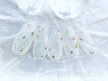 ネイル シーグラス(nail seaglass)/クリア感◎ドライフラワーnail