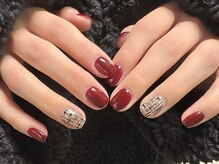 ネイルサロンアンドスクール ミュー(Nail Salon & school mieux)/ボルドーツイードネイル