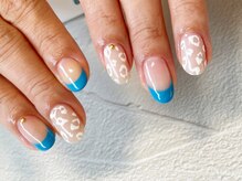 ネイルサロン イントゥ(into_)/ブルーフレンチ　レオパード