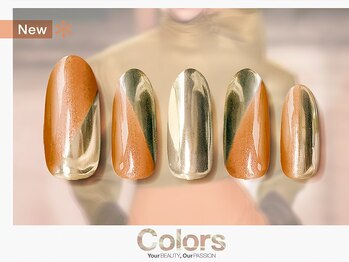 カラーズ広尾 ネイルラウンジ(Colors Hiroo Nail Lounge)/キャラメルオレンジミラーネイル