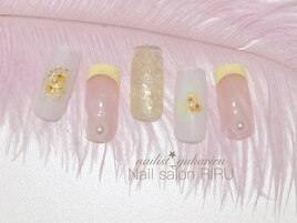 ミモザネイル/押し花ネイル