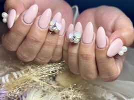 春色マットピンクネイル