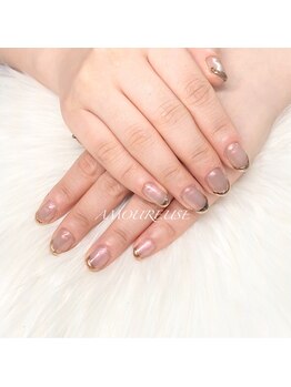 アムルーズ(Amoureuse)/ミラーフレンチネイル♪