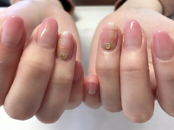 ディア ネイル(Dear Nail)/ピンクグラデ×チェック☆