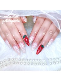 ぽこぽこ3Dいちご×レースネイル