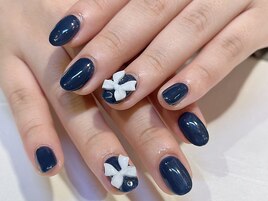 ネイビー×リボン