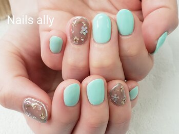 ネイルズアリー 立川店(Nails ally)/シェル×フラワー×お花×緑×春