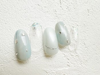 ブルー雨ネイル