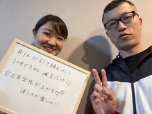 お客様とツーショット（途中成果や感想書いてもらいました♪）