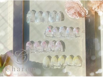 チャロム(Charom)の写真/NU茶屋町スグ♪シンプルだけど一味違うネイルを◆【OPEN企画！スタッフ一押しキラキラ塗りかけネイル】