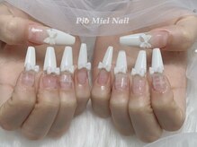 ピオミエルネイル 新宿(pio miel nail)/ホワイトリボンネイル