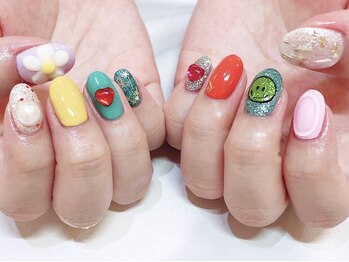 ライトウェーブ 長野駅前店/ニコニコ×カラフルネイル♪