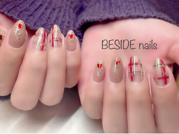 バレンタインネイル