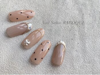ネイルサロン バロック(Nail Salon BAROQUE)/ドット×ガラスフレンチデザイン