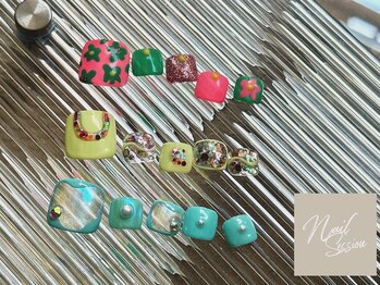 ネイルセッション(nail session)/カラフルフットネイル