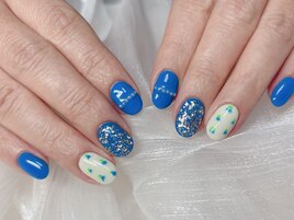 爽やかブルー アートネイル