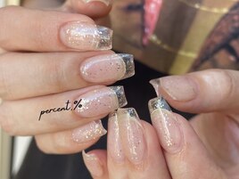 クリアフレンチ×ラメ