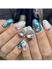 ブルーミラー☆冬ネイル