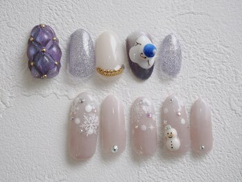 カイヤナイト(Nail Salon Kyanite)/キルティング×雪だるまデザイン