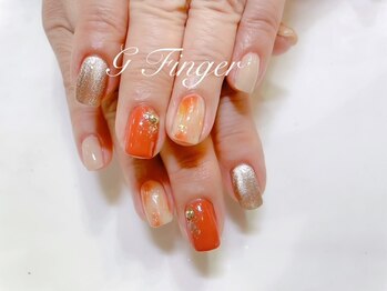 オレンジニュアンスネイル♪
