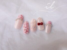 ピンク×キルティングネイル