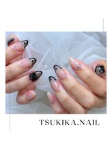 ツキカドットネイル(tsukika.nail)/シースルー×スキニーフレンチ