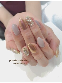 プライベート ネイルサロン マーマ(murmur)/シェル×ミラーネイル