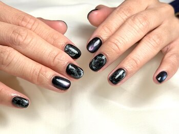 パダアット ヴァラネイル 天神南店(PADA at VALLANAIL)/Black★マグネイル/大理石ネイル
