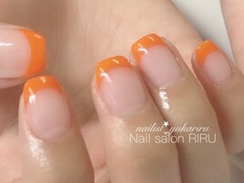 オレンジフレンチネイル