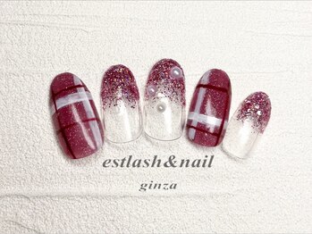エストラッシュアンドネイル 銀座店(est lash&nail)/ワインチェックネイル