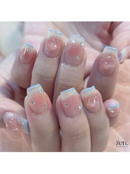 ゼン(zen.)/チークネイル×カラーフレンチ