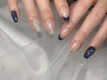 ノンノンネイル(Nonnon.nail)/ネイビーフレンチ