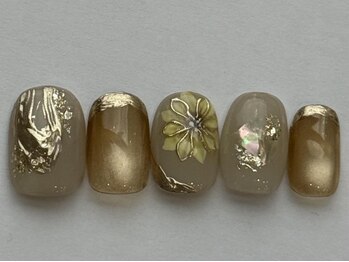 ネイルメゾン 天神店(NAIL MAISON)/夏ひまわりゴールド¥9000