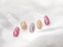 シェリーピンク(cherie pink)/大人可愛いツイードネイル♪
