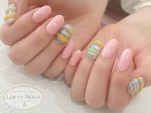 ロフティーネイル 駒川店(Lofty Nail)/カラフルぽこぽこ×チェック