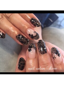 ネイルサロン レーヴ(NAIL SALON REVE)/ブラックレースネイル