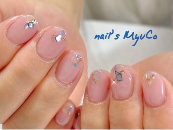 ネイルズミューコ(nail's MyuCo)/ヌーディなシェルちゅるんネイル