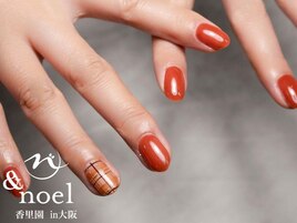 テラコッタ赤茶チェックネイル