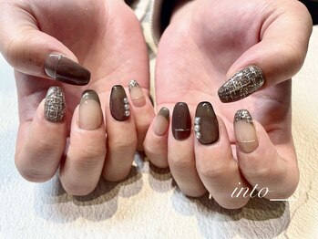 ネイルサロン イントゥ(into_)/ツイード ミラー パール