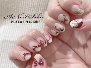 エーネイルサロン プラーカ本店(A-Nail Salon)/リボン×クリスマス