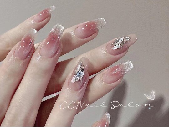 ネイルチップ 芳ばしい ピンク ラメグラデーション オーロラネイル  