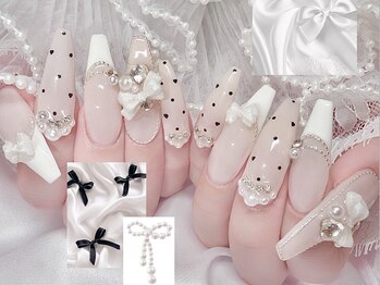 Milky nail/フィルイン/長さだし/スカルプ/持ち込み/マグネット/ワンホンネイル/春っぽドットネイル☆