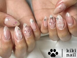 チェックネイル／さくらんぼ