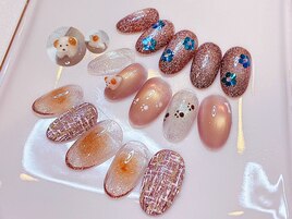 ツイード/犬ネイル/お花ネイル